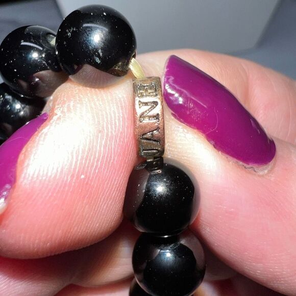 Jane Marie Set of Two Black Glass Bead and Vintage Gold Tone Stretch Bracelets - Picture 8 of 8